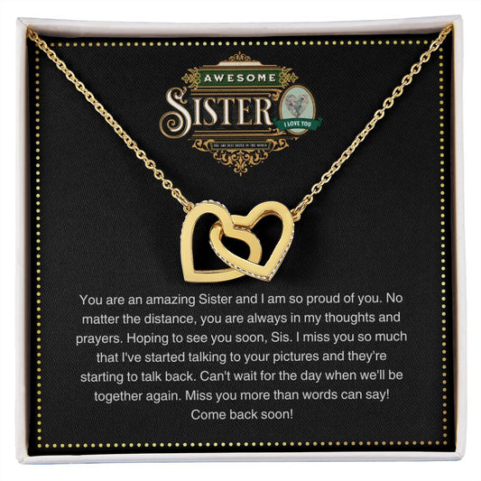 JGF Jewelry Gifts for Family | Sister Moving Away From Home New Job Beginnings | Two Tone Heart Necklace for Women