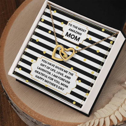 JGF Jewelry Gifts for Family Two 2 Hearts Connected Necklace For Mom on Mother's Day