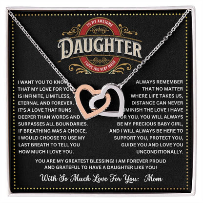 JGF Jewelry Gifts for Family Double Heart To My Daughter Necklace From Mom