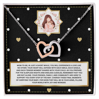 JGF Jewelry Gifts for Family New Mom Gift Basket After Birth Interlocking Heart Necklace