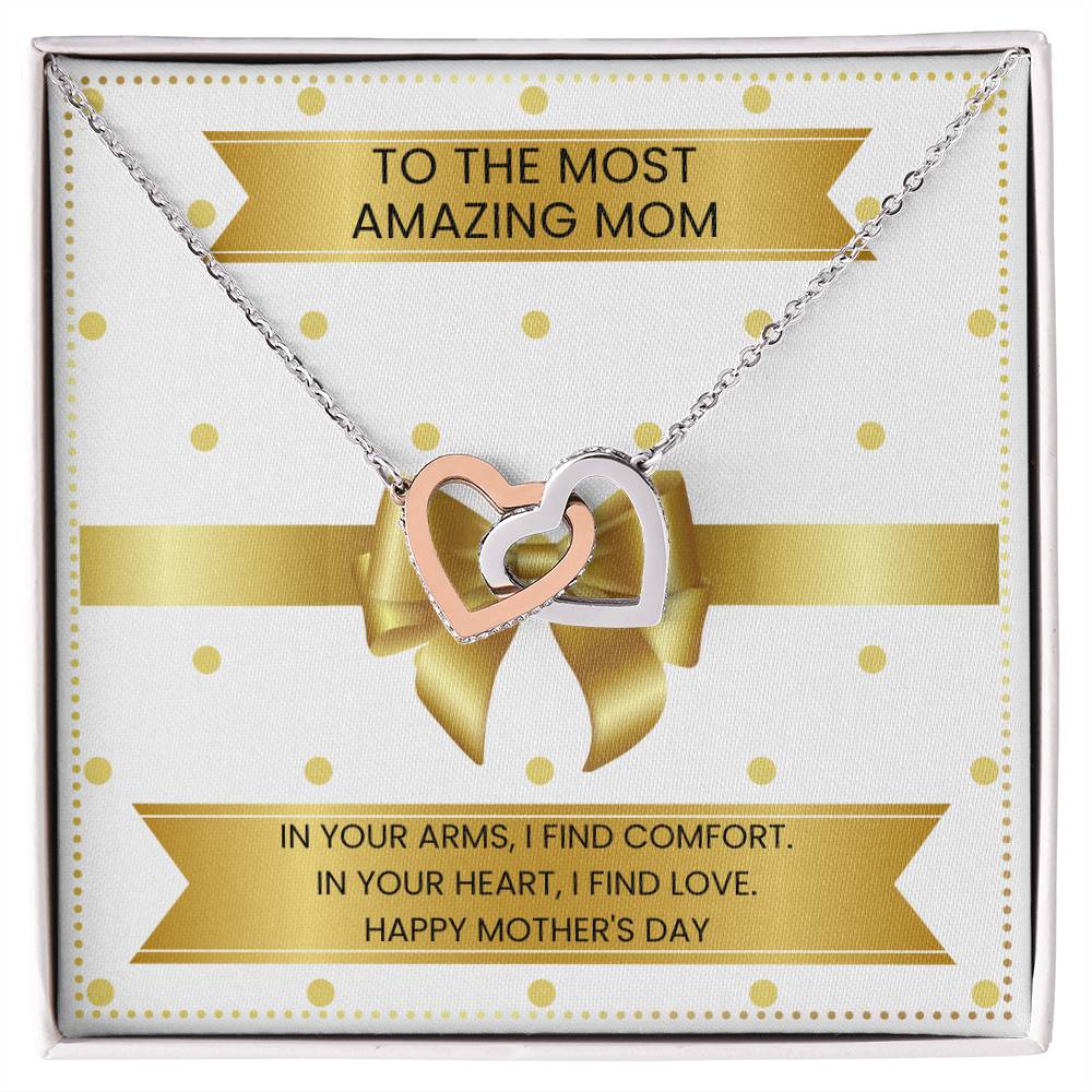 JGF Jewelry Gifts for Family Mom Heart Necklace From Daughter And Son Interlocking Heart Necklace