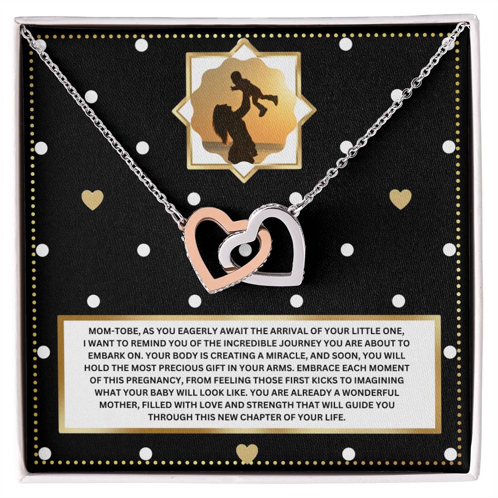 JGF Jewelry Gifts for Family Sterling Silver Interlocking Heart Necklace Mom To Be Card Mothers Day