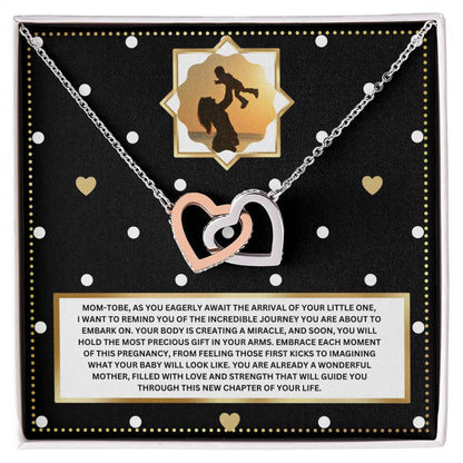 JGF Jewelry Gifts for Family Sterling Silver Interlocking Heart Necklace Mom To Be Card Mothers Day