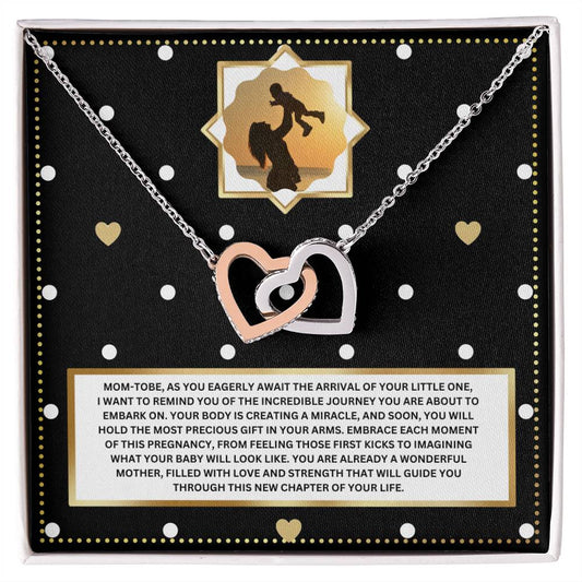 JGF Jewelry Gifts for Family Sterling Silver Interlocking Heart Necklace Mom To Be Card Mothers Day