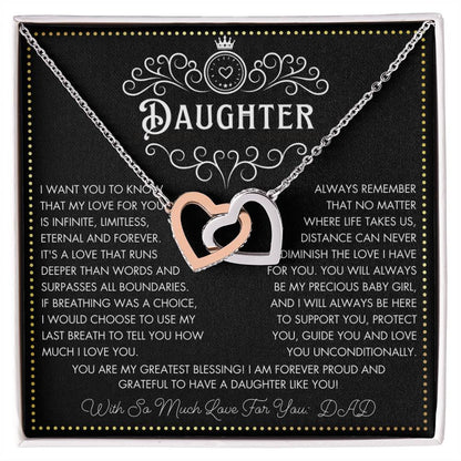 JGF Jewelry Gifts for Family To My Daughter Necklace From Dad Double Heart