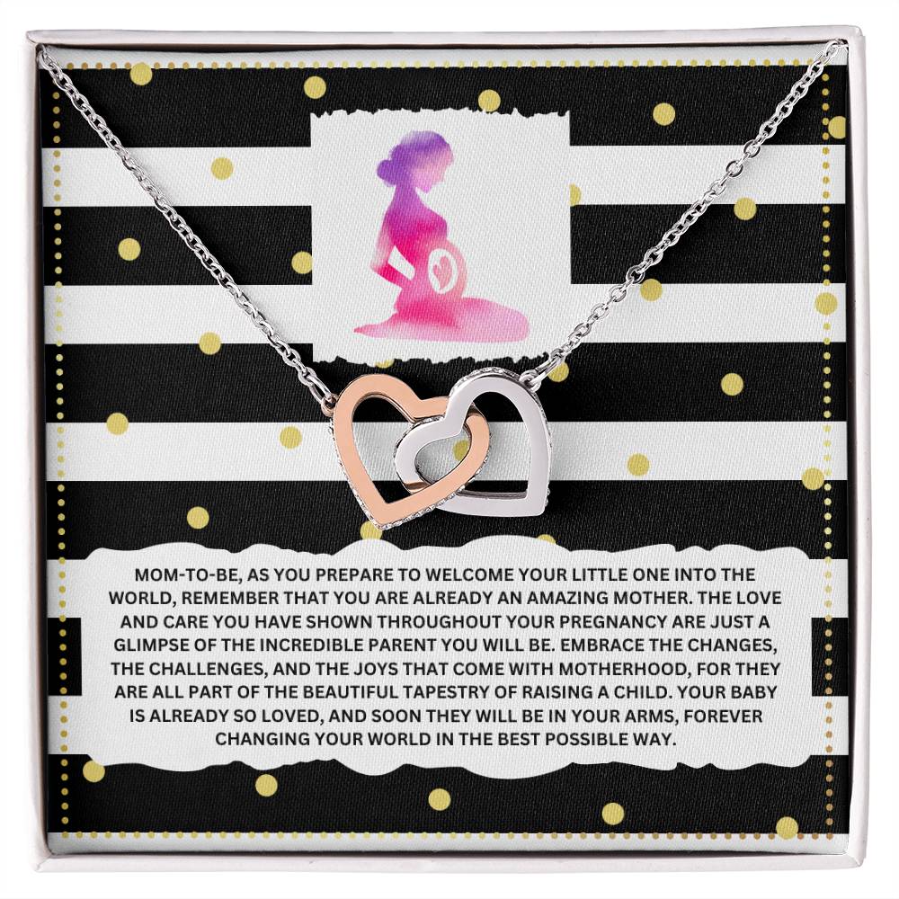 JGF Jewelry Gifts for Family Interlocking Heart Necklace Mom To Be Card Mothers Day