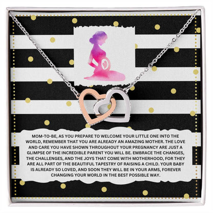 JGF Jewelry Gifts for Family Interlocking Heart Necklace Mom To Be Card Mothers Day