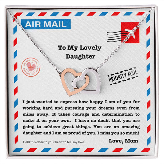 JGF Jewelry Gifts for Family | Moving Away Gifts For Daughter From Mom | Intertwined Double Rose Gold Heart Pendant Necklace