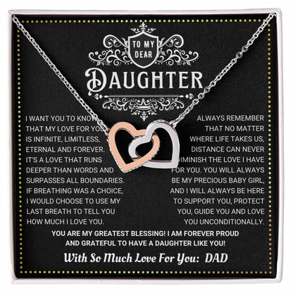 JGF Jewelry Gifts for Family 2 Hearts Connected Necklace 18th Birthday Card Daughter From Dad