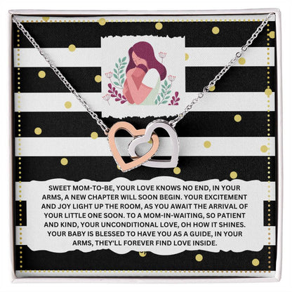 JGF Jewelry Gifts for Family Interlocking Heart Necklace New Mom Gifts After Birth Basket