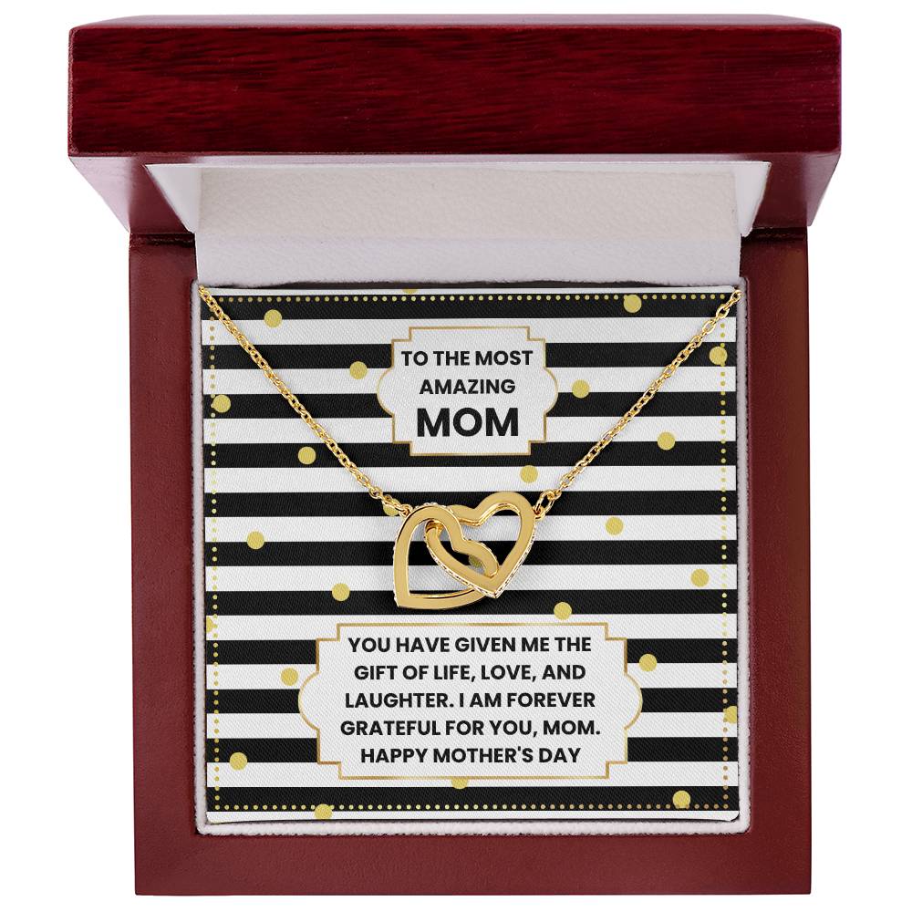 JGF Jewelry Gifts for Family Two 2 Hearts Connected Necklace For Mom on Mother's Day