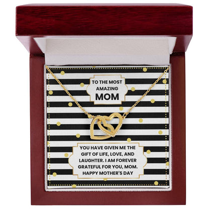 JGF Jewelry Gifts for Family Two 2 Hearts Connected Necklace For Mom on Mother's Day