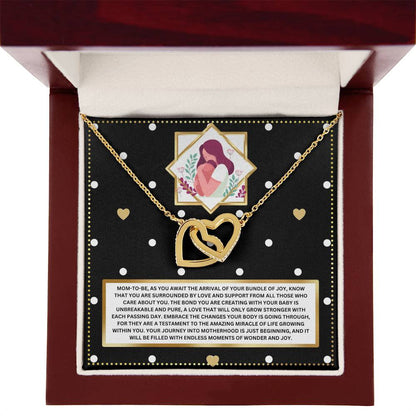 JGF Jewelry Gifts for Family Mom To Be Mothers Day Card Interlocking Heart Necklace