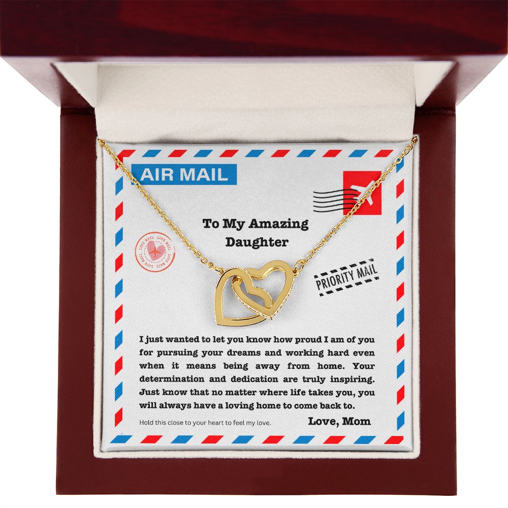 JGF Jewelry Gifts for Family | New Job Gift For Daughter | Sterling Silver Double 2 Hearts Connected Necklace For Women Send With Love