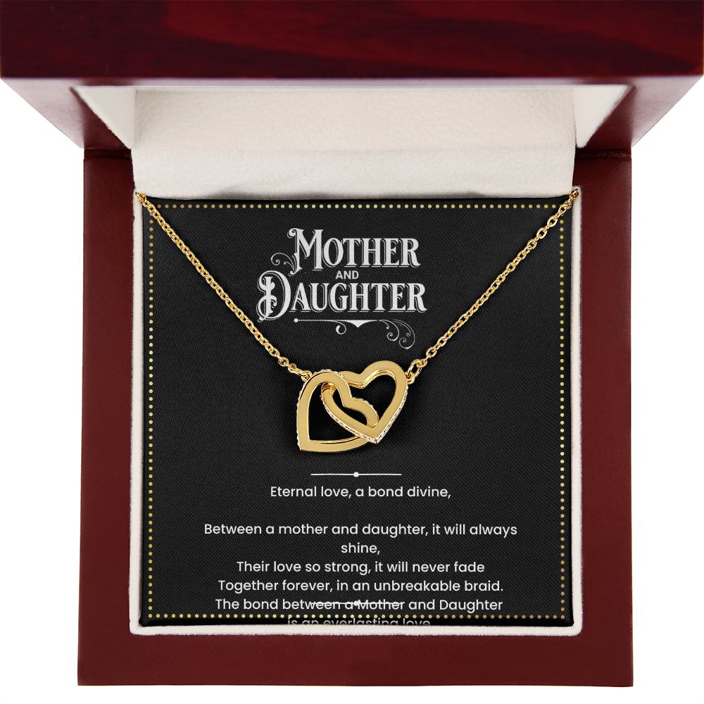 JGF Jewelry Gifts for Family | Two Hearts Pendant Necklace with Cubic Zirconia Crystals for Mother and Daughter