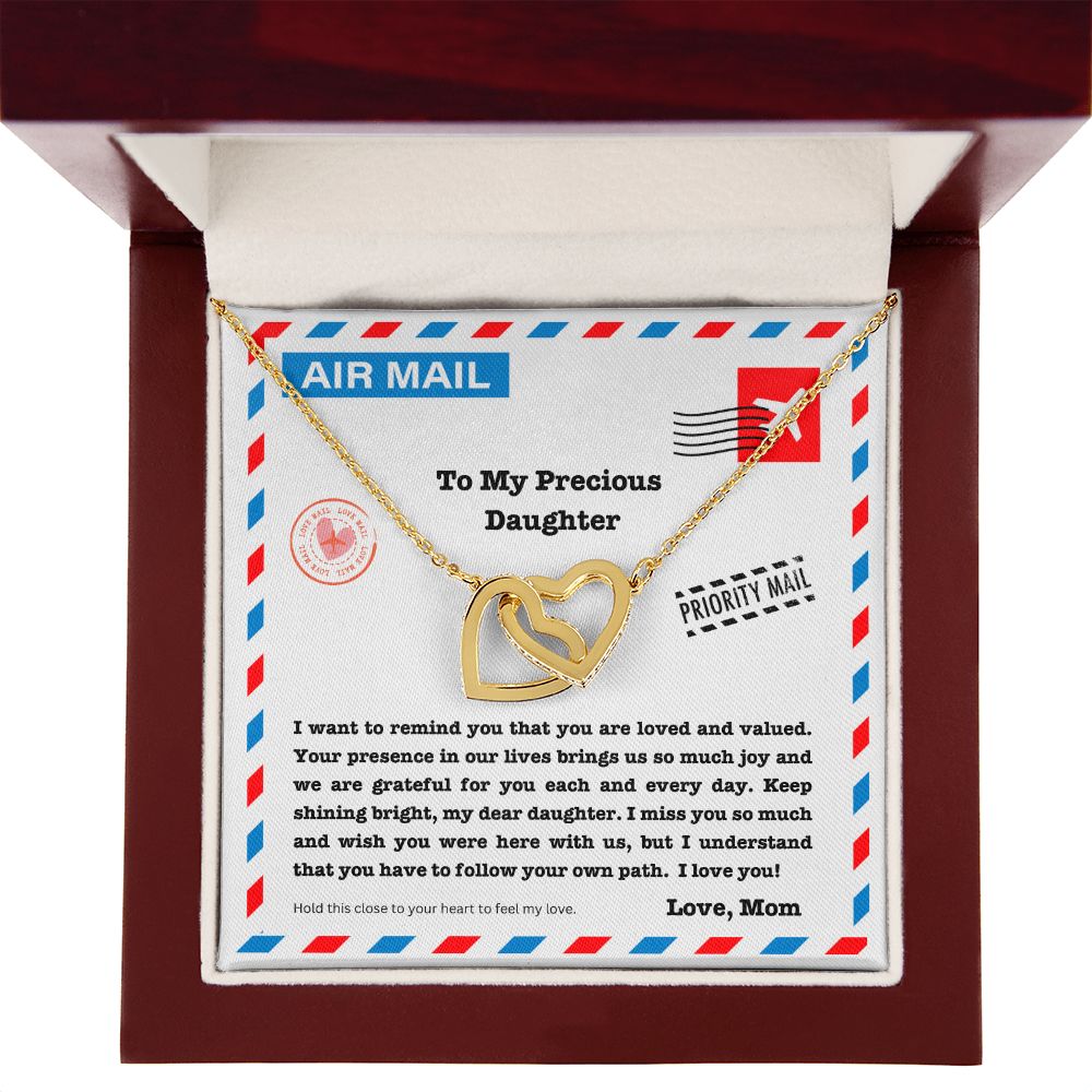 JGF Jewelry Gifts for Family Double Heart Necklace Gifts For Daughter Far Away From Mom And Dad