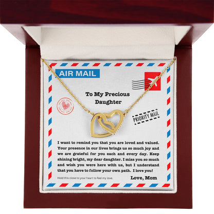 JGF Jewelry Gifts for Family Double Heart Necklace Gifts For Daughter Far Away From Mom And Dad