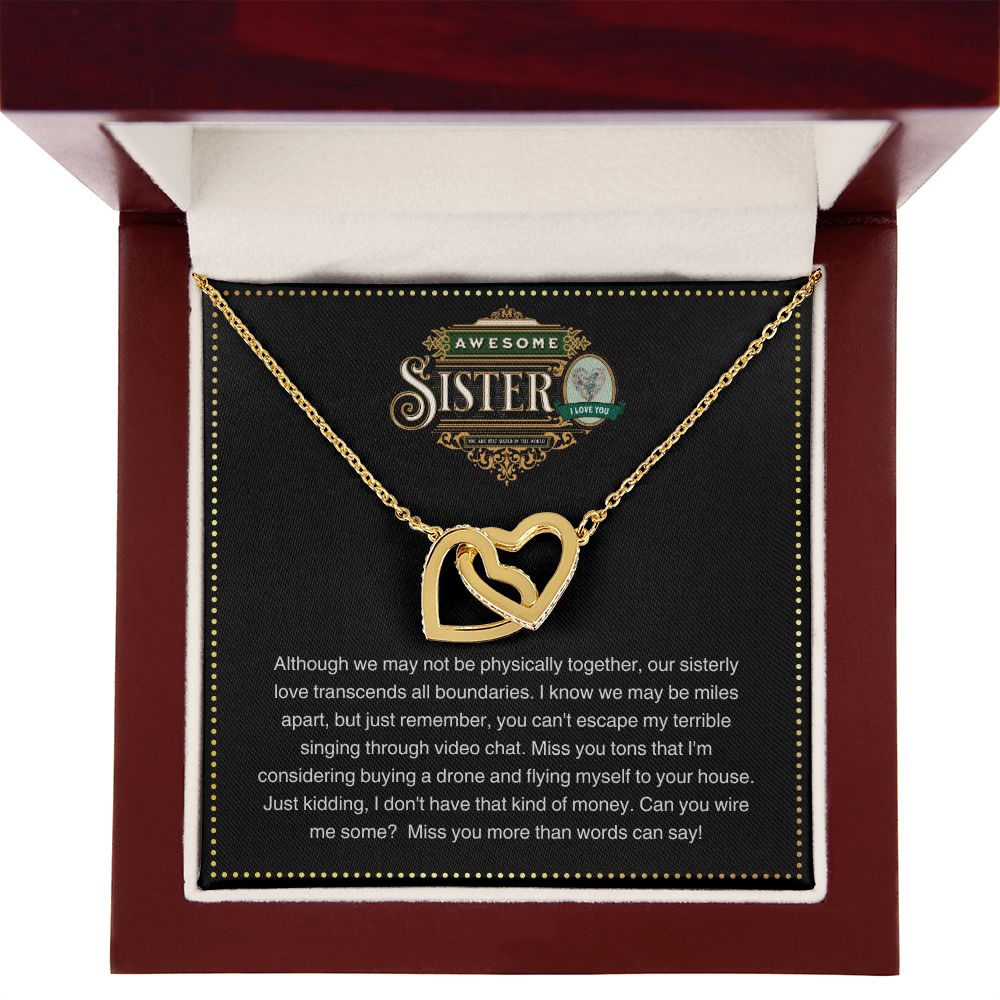 JGF Jewelry Gifts for Family | Moving Away Gifts For Sister | Intertwined Double Hearts - Rose Gold and Silver Pendant Necklace