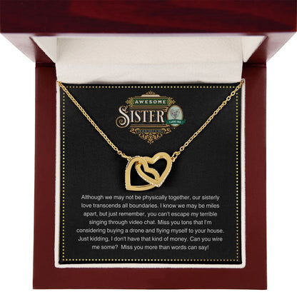 JGF Jewelry Gifts for Family | Moving Away Gifts For Sister | Intertwined Double Hearts - Rose Gold and Silver Pendant Necklace
