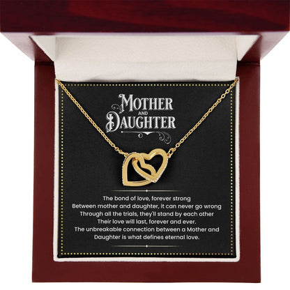 JGF Jewelry Gifts for Family | 2 Interlocking Hearts Pendant Necklace Gifts for Mother and Daughter