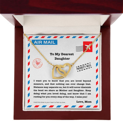 JGF Jewelry Gifts for Family |A Letter To My Daughter From Heaven Mom | Sterling Silver 2 Hearts Intertwined Rose Gold Necklace