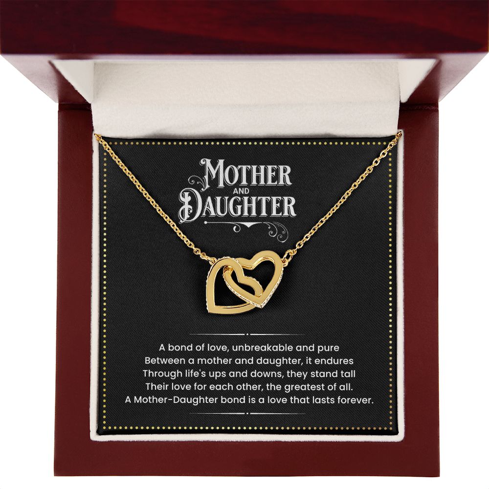 JGF Jewelry Gifts for Family - Two 2 Tone Hearts Pendant Necklace Gift Ideas for Mother and Daughter