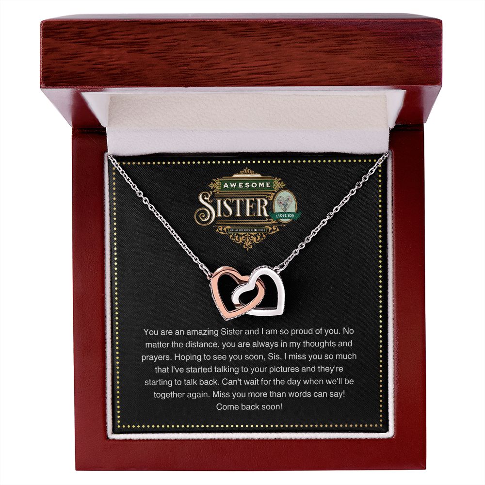 JGF Jewelry Gifts for Family | Sister Moving Away From Home New Job Beginnings | Two Tone Heart Necklace for Women
