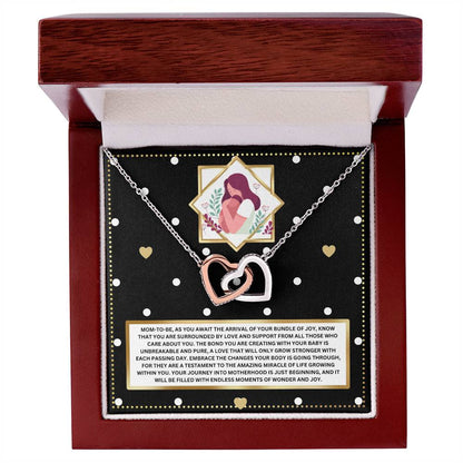 JGF Jewelry Gifts for Family Mom To Be Mothers Day Card Interlocking Heart Necklace