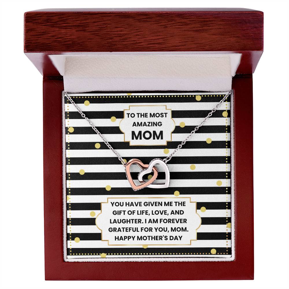 JGF Jewelry Gifts for Family Two 2 Hearts Connected Necklace For Mom on Mother's Day