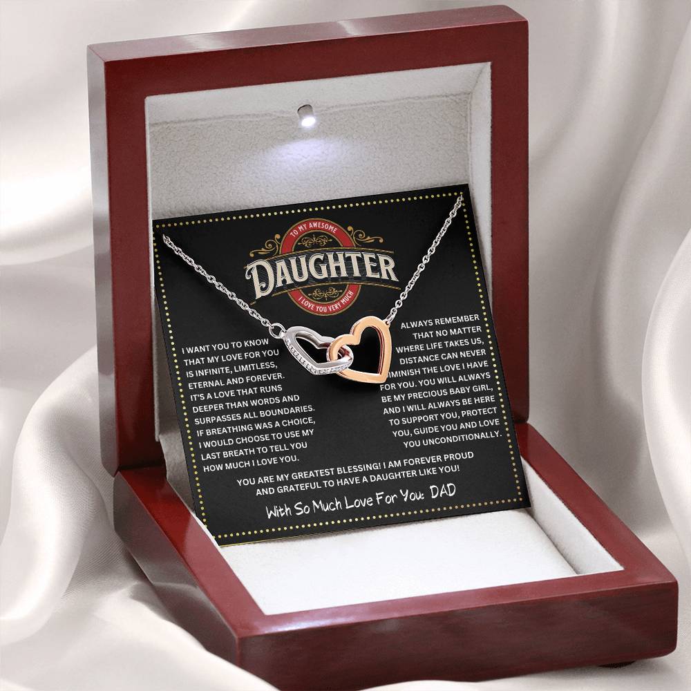 JGF Jewelry Gifts for Family Interlocking Hearts To My Daughter Necklace From Dad