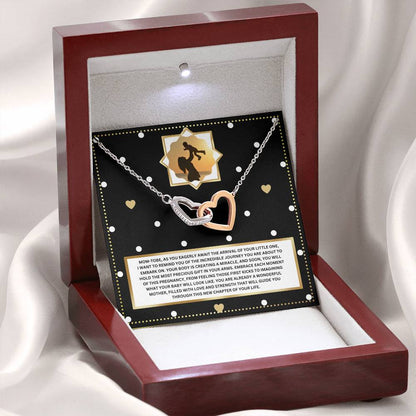 JGF Jewelry Gifts for Family Sterling Silver Interlocking Heart Necklace Mom To Be Card Mothers Day