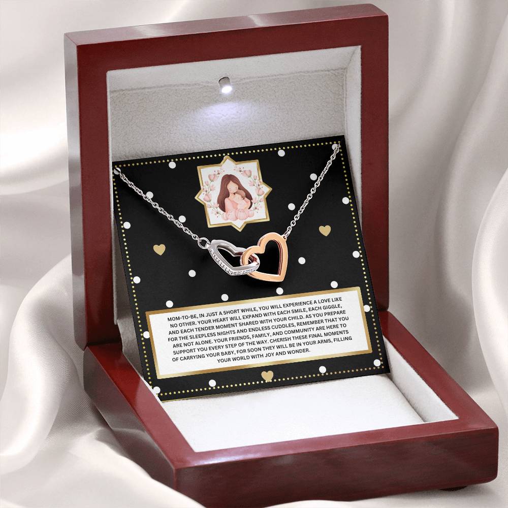 JGF Jewelry Gifts for Family New Mom Gift Basket After Birth Interlocking Heart Necklace