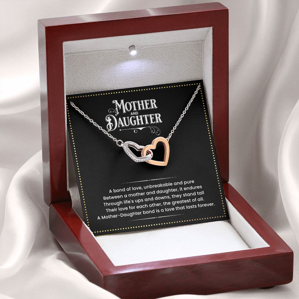 JGF Jewelry Gifts for Family - Two 2 Tone Hearts Pendant Necklace Gift Ideas for Mother and Daughter