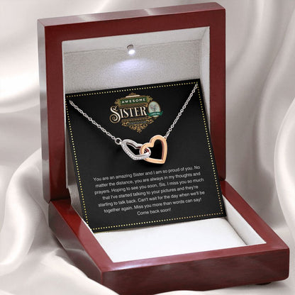 JGF Jewelry Gifts for Family | Sister Moving Away From Home New Job Beginnings | Two Tone Heart Necklace for Women
