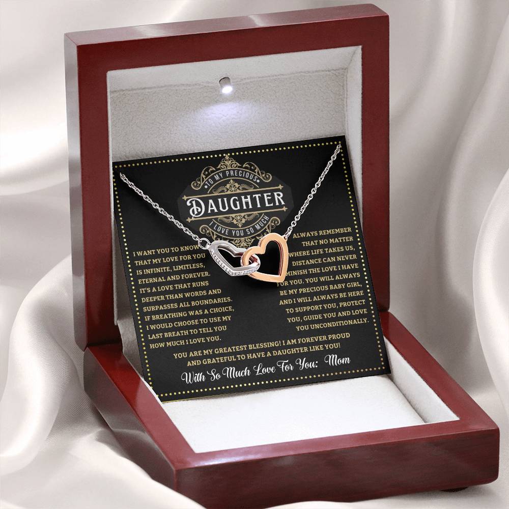 JGF Jewelry Gifts for Family Double Hearts Linked Necklace For Daughter From Mom