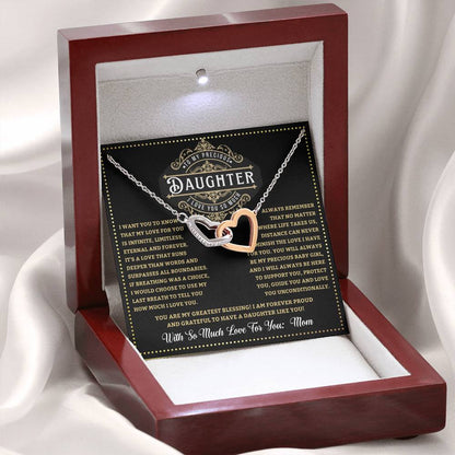 JGF Jewelry Gifts for Family Double Hearts Linked Necklace For Daughter From Mom
