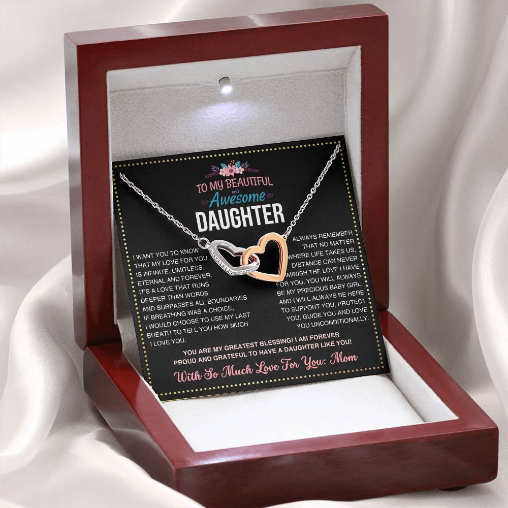 JGF Jewelry Gifts for Family Daughter Necklace From Mom Double Heart Necklaces For Women