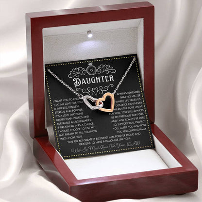 JGF Jewelry Gifts for Family To My Daughter Necklace From Dad Double Heart