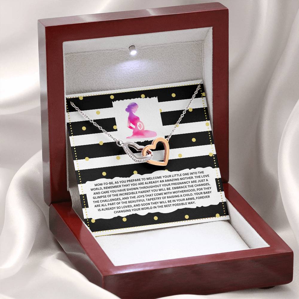 JGF Jewelry Gifts for Family Interlocking Heart Necklace Mom To Be Card Mothers Day