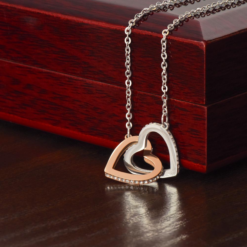 JGF Jewelry Gifts for Family | Moving Away Gifts For Sister | Intertwined Double Hearts - Rose Gold and Silver Pendant Necklace