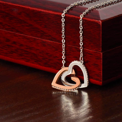 JGF Jewelry Gifts for Family | Moving Away Gifts For Sister | Intertwined Double Hearts - Rose Gold and Silver Pendant Necklace