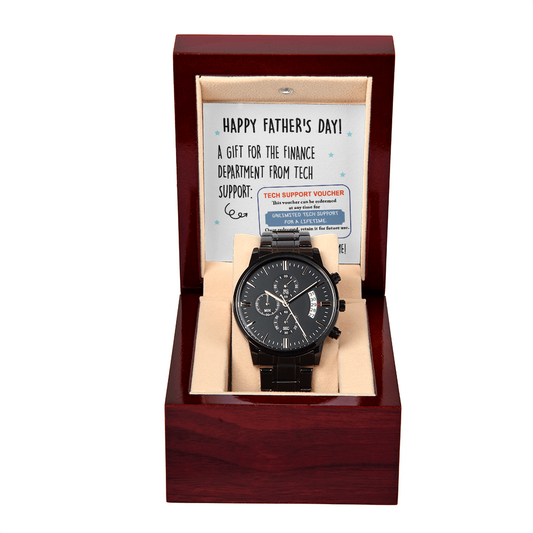 Dad-Tech Support Voucher-Metal Chronograph Watch