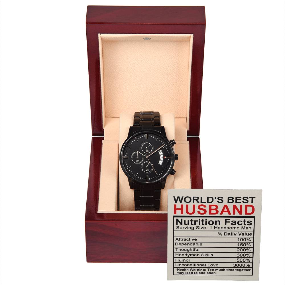 Husband-Nutrition Facts-Metal Chronograph Watch