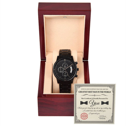 Best Man-Official Recognition-Metal Chronograph Watch