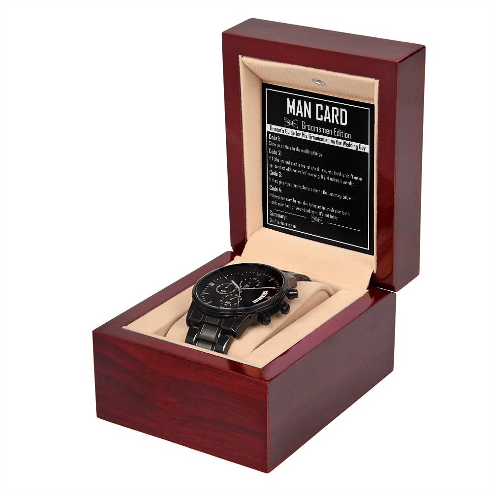 Groomsman-Man Card-Metal Chronograph Watch