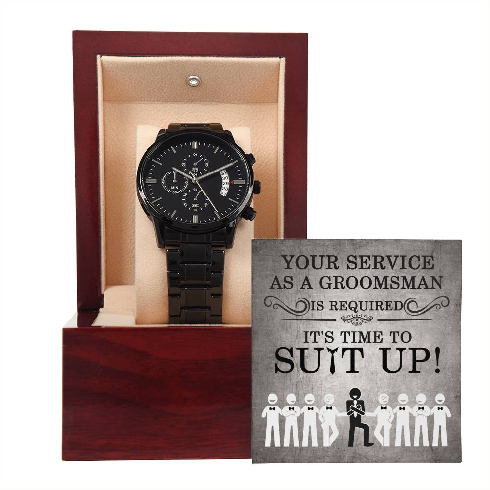 Groomsman-Your Service-Metal Chronograph Watch