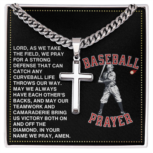 JGF Jewelry Gifts for Family Baseball Cross Necklace Prayer