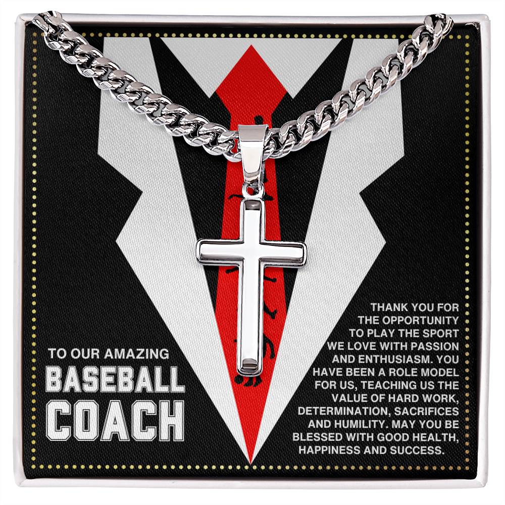 JGF Jewelry Gifts for Family Baseball Cross Necklace For Coach