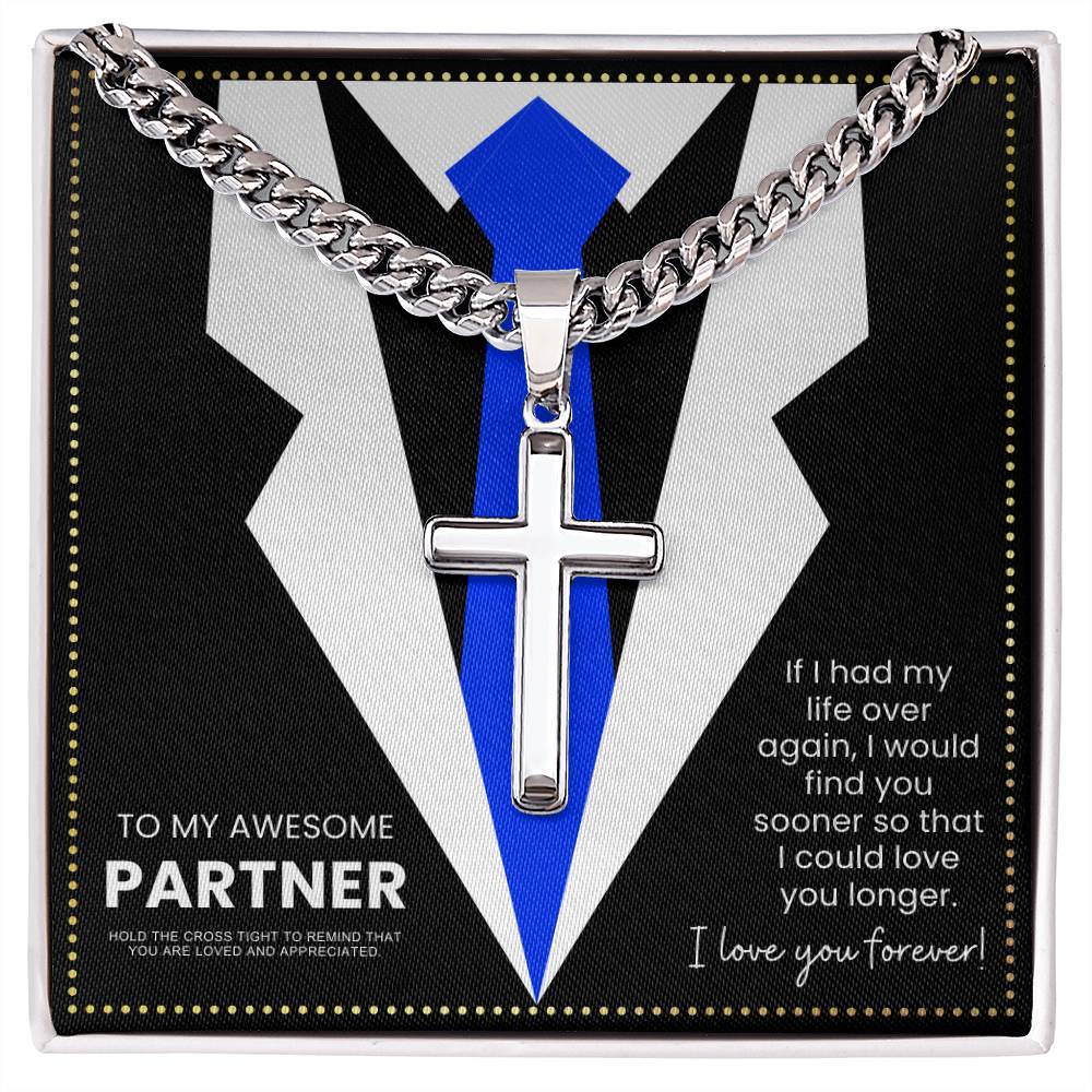 JGF Jewelry Gifts for Family Cross Cuban Chain Necklace For My Partner