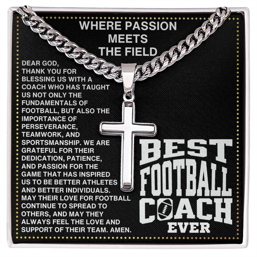 JGF Jewelry Gifts for Family Assistant Coach Football Cross Necklace For Men